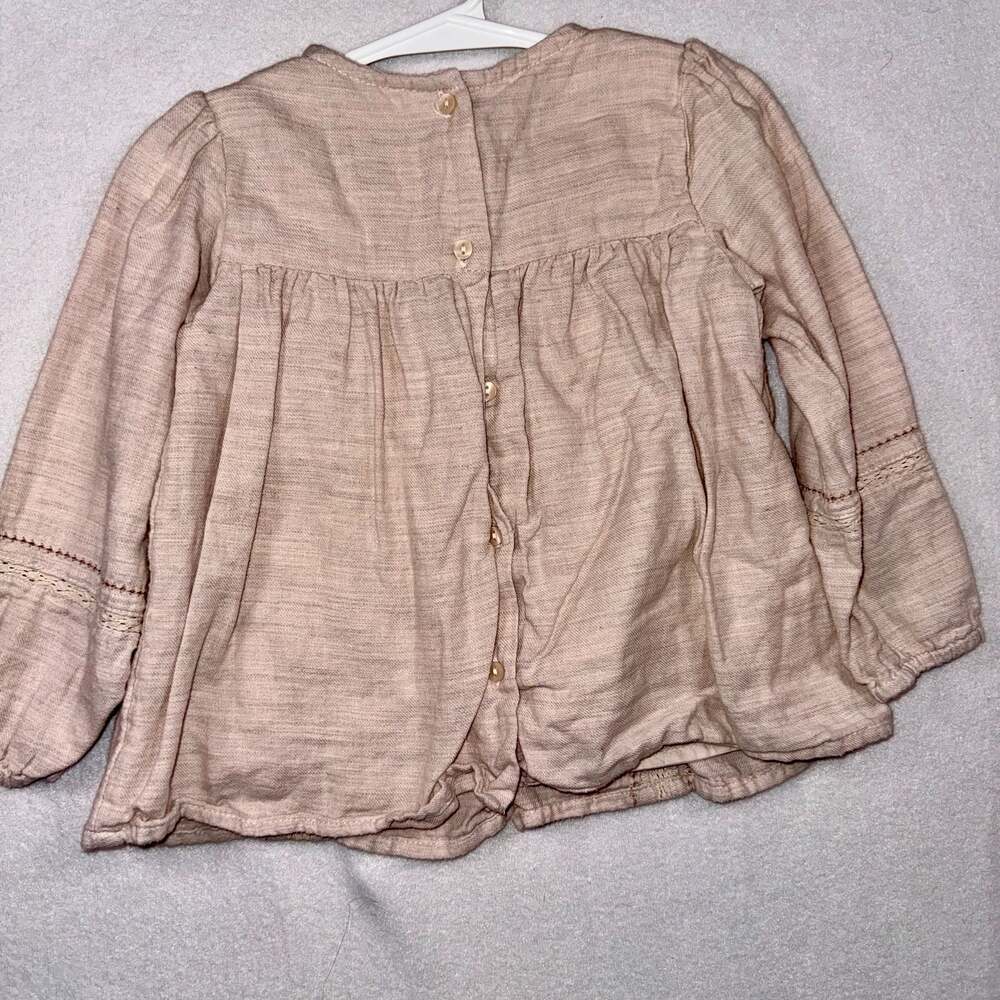 Sz 2-3 Zara Baby Embroidered Smocked Yoke Blouse Top - Picture 4 of 11